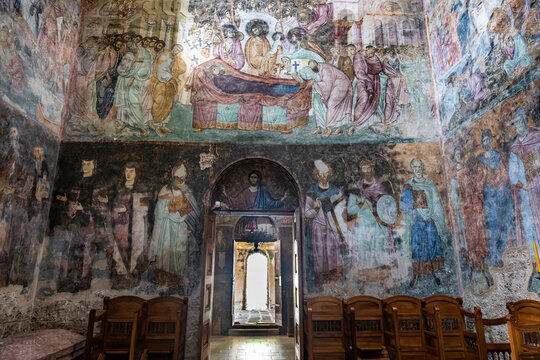 Beautiful wall paintings, Sopocani Monastery, UNESCO World Heritage Site, Novi Pazar, Serbia