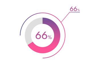 66 Percentage diagrams, pie chart for Your documents, reports, 66% circle percentage diagrams for infographics