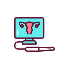 Ultrasonic diagnostic female reproductive system line icon. Outline pictogram for web page.