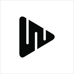 W play button logo design