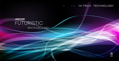 Colorful festive background with multicolored dynamic lines and circles. Bright abstract template for design of invitation, party, holiday, festival, flyer, poster, banners. Vector illustration.