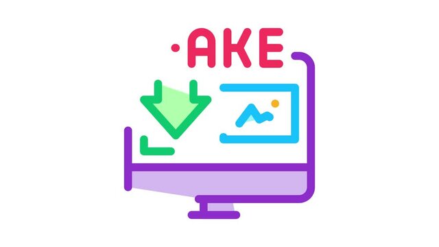 downloading fake image Icon Animation. color downloading fake image animated icon on white background