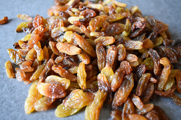 Delicious raisins on the table in full frame