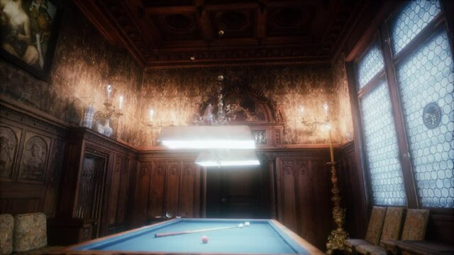 old vintage billiards room interior