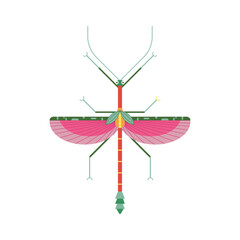 Stick Insect Icon in Geometric Flat Style