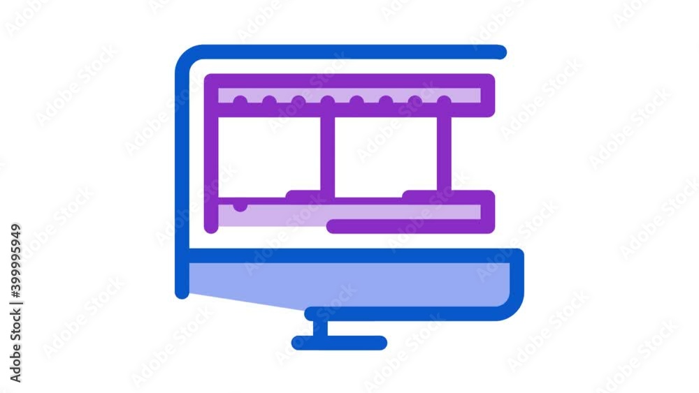 Poster video temporary tape in computer icon animation. color video temporary tape in computer animated ico