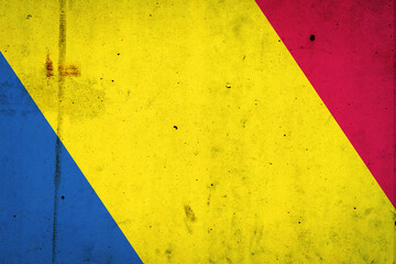 Romania flag on a concrete wall. Flags.