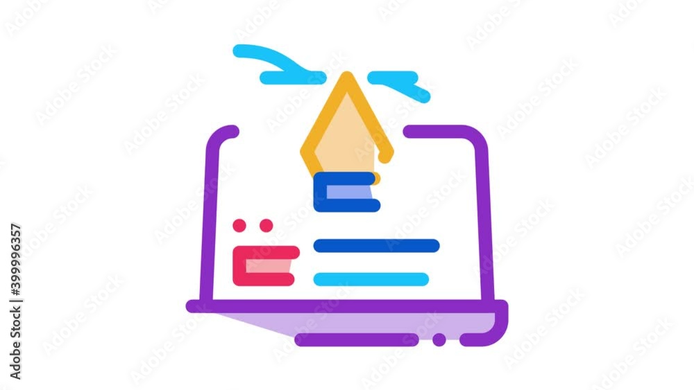 Poster computer maker movie settings icon animation. color computer maker movie settings animated icon on w