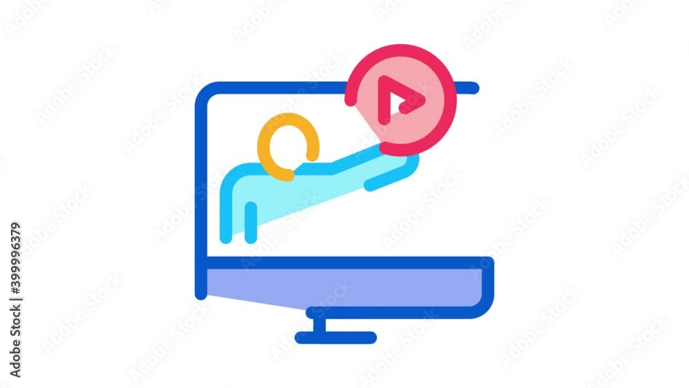  viewing in computer mode icon animation. color viewing in computer mode animated icon on white backg