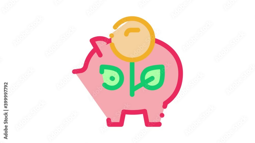 Canvas Prints pig money box Icon Animation. color pig money box animated icon on white background