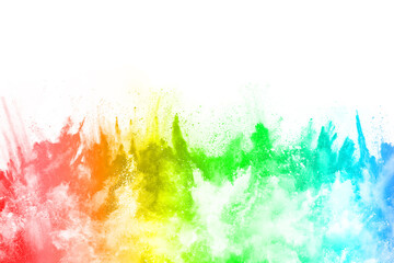 abstract powder splatted background. Colorful powder explosion on white background. Colored cloud. Colorful dust explode. Paint Holi.