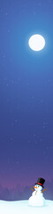 Obraz premium snowman in a snowy landscape on a starry night (portait)