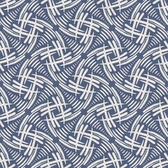 Nahtloser französischer Bauernhausleinensommerblockdruckhintergrund. Provence blau grau Leinen rustikale Mustertextur. Alte gewebte Flachsunschärfe im Shabby-Chic-Stil. Textil-Allover-Druck.