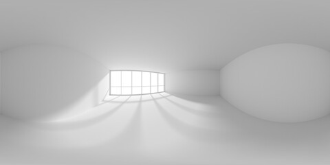 Empty white office room with sunlight from big window HDRI environment map