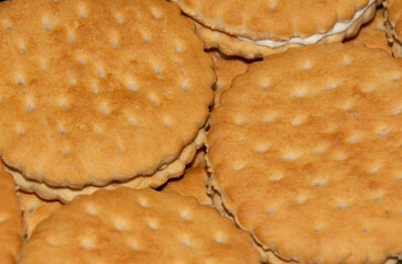 many round biscuits with filling