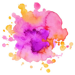 Abstrct watercolor spot with droplets, smudges, stains, splashes.