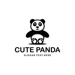 Panda bear silhouette Logo design vector template., Logo Panda animal Logotype concept icon