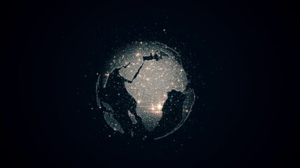Rotating Earth Globe with glitters and shining stars, 4K animation of holiday around the world