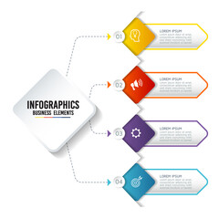 Vector elements for infographics. presentation and chart. steps or processes. 
options number workflow template design. 4 steps.