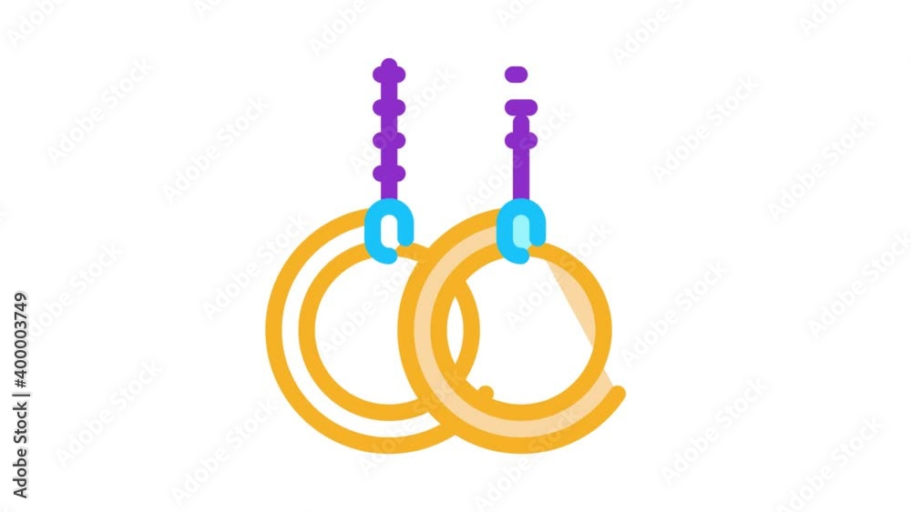 Poster rings sports equipment icon animation. color rings sports equipment animated icon on white backgroun