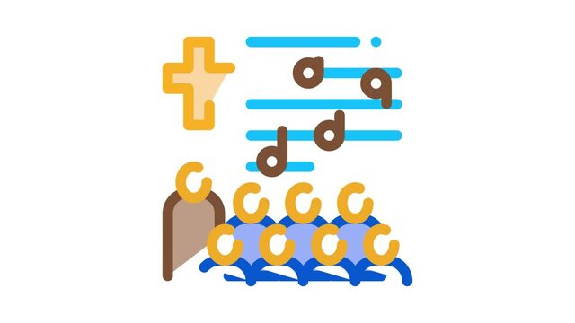 church choir Icon Animation. color church choir animated icon on white background