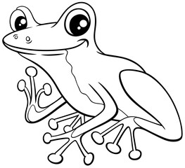 cute little tree frog cartoon illustration coloring book page