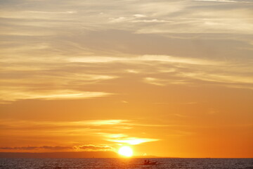 amazing view of sunrise at sea and in the tropics.