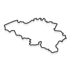 black isometric outline of Belgium map- vector illustration
