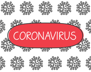 coronavirus word on vireses pattern- vector illustration