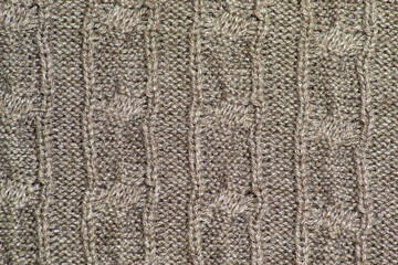 texture of warm knitted clothing, brown sweater