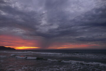 amazing view of sunrise at sea and in the tropics.