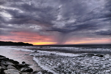 amazing view of sunrise at sea and in the tropics.