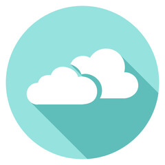 Cloudy weather circle icons with shadow.