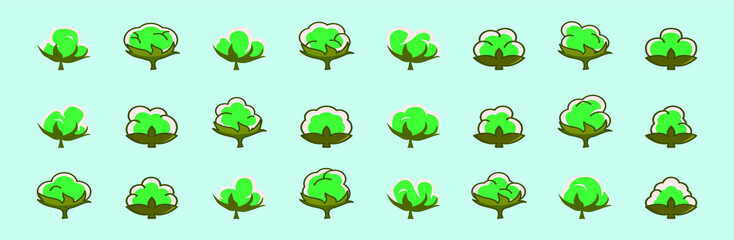set of cotton flower cartoon icon design template with various models. vector illustration isolated on blue background
