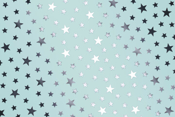 All Over Silver Star Confetti on Light Mint Green Background