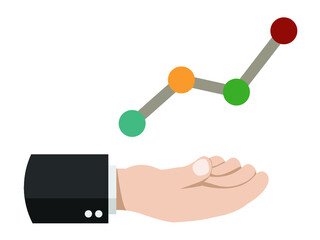 Hand wearing suit shirt present graph line