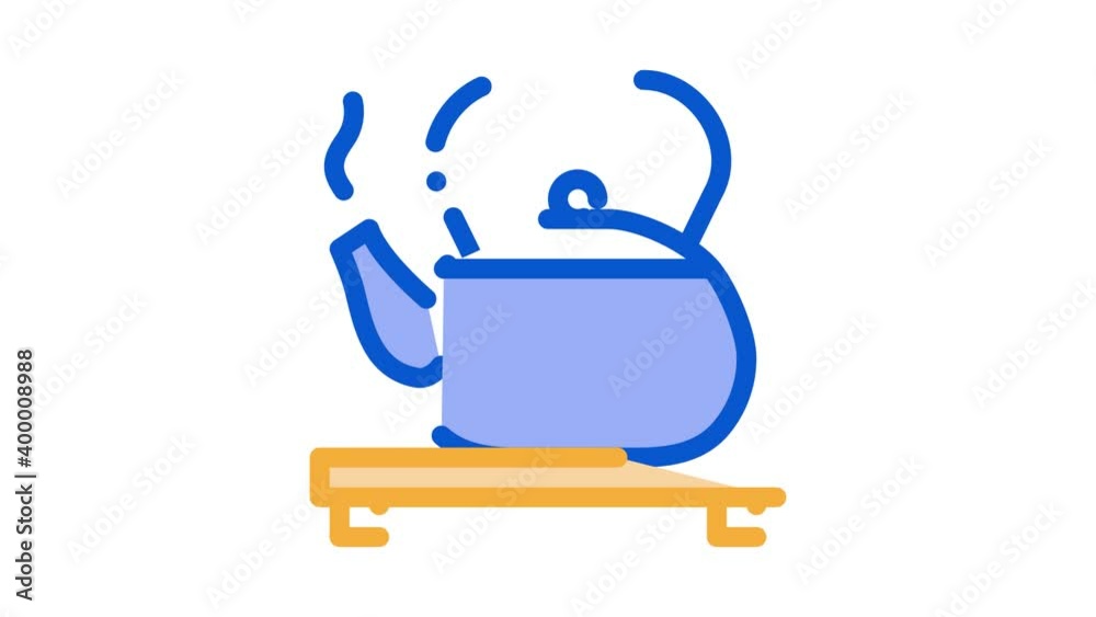 Canvas Prints hot kettle on stand icon animation. color hot kettle on stand animated icon on white background