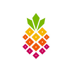 Creative Artistic Pineapple Fruit Logo Symbol Design Illustration
