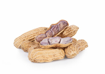 Peanuts isolated on white background. full depth of field