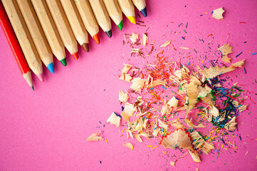 Coloured pencils after sharpening