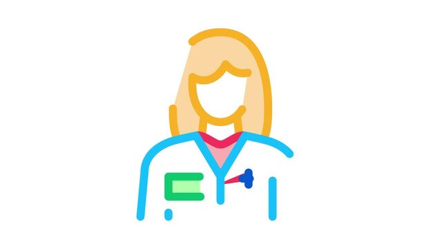 woman doctor Icon Animation. color woman doctor animated icon on white background