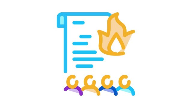 desire to burn documents Icon Animation. color desire to burn documents animated icon on white background