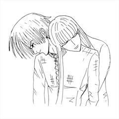 LGBT couple hand drawn illustration.