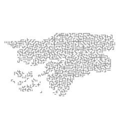 Guinea Bissau map from black pattern of the maze grid. Vector illustration.