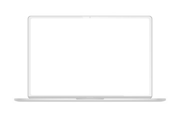 Realistic thin white laptop ultrabook mock up. Vector illustration