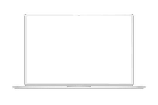 Realistic thin white laptop ultrabook mock up. Vector illustration
