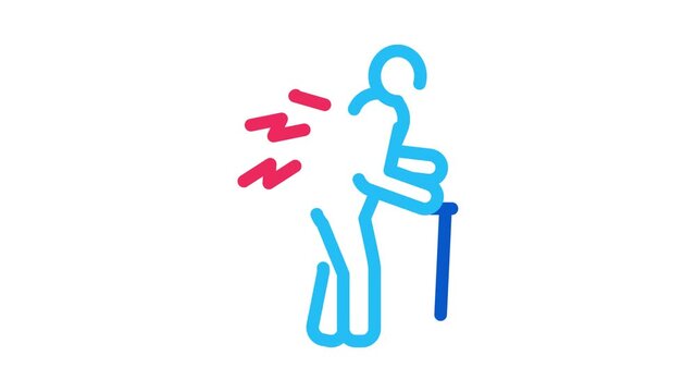 senile arthritis of back Icon Animation. color senile arthritis of back animated icon on white background