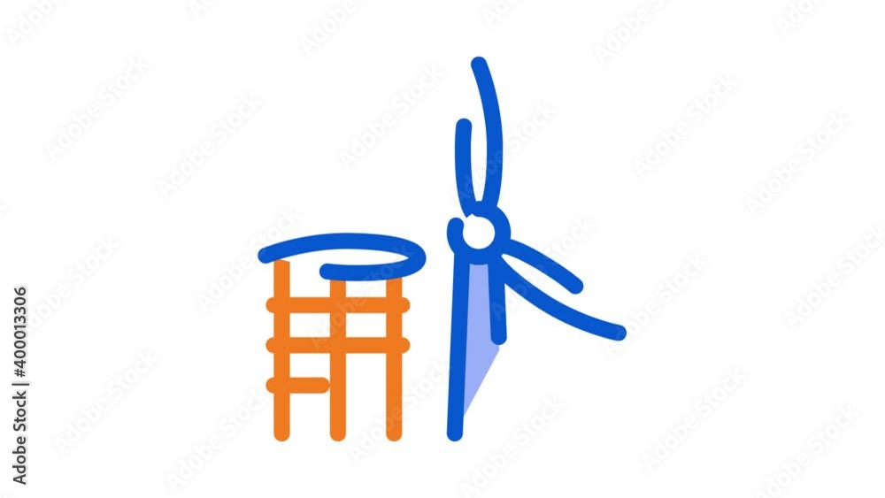 Canvas Prints wing of windmill fell away Icon Animation. color wing of windmill fell away animated icon on white background