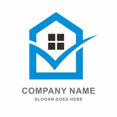 Simple Building House Shape Architecture Interior Construction Real Estate Business Company Stock Vector Logo Design Template