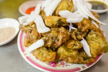 Taiwanese snacks of delicious fry oyster